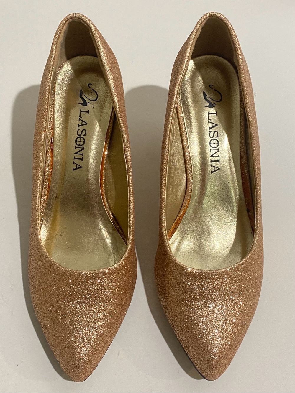 Lasonia Women's 5.5 Sparkle Pink Glitter Stiletto Pointed Toe Pumps Kitten Heels